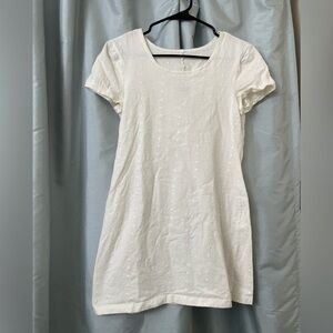 Possessed Vintage White Embroidered Flowers Textured Mini Dress size medium